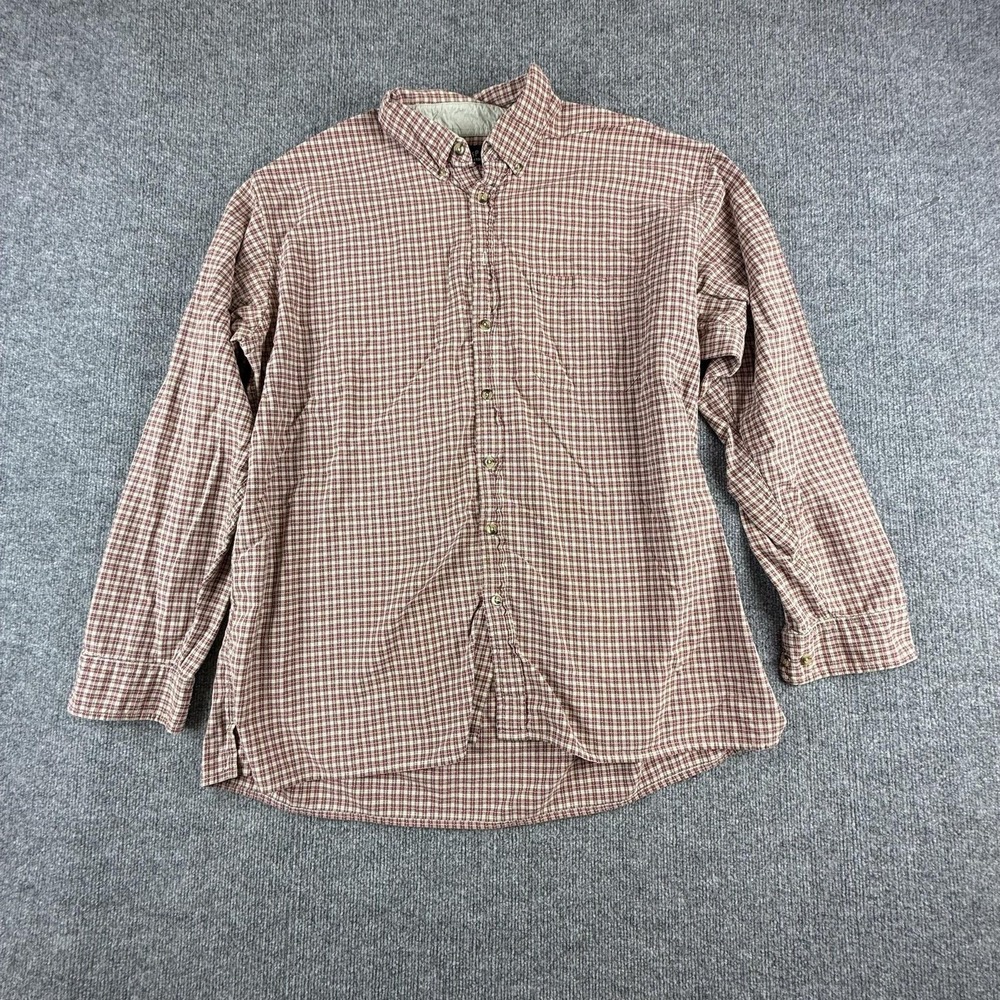 Harbor Bay Shirt Mens 2XLT Brown Plaid Long Sleeve Button Down Cotton Casual
